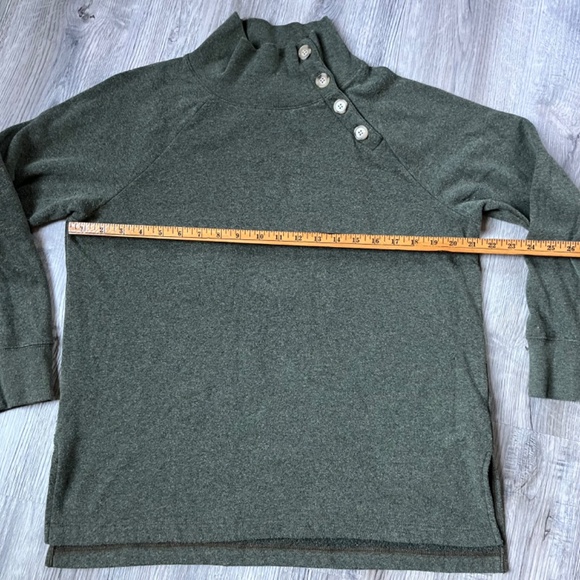 J. Crew Wide Button-Collar Tunic Sweatshirt in Cloudspun Fleece Moss Olive Green - Picture 3 of 10